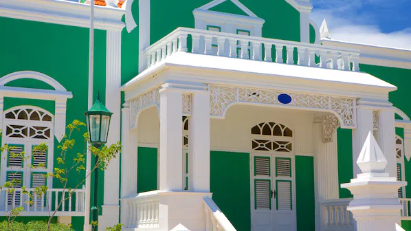 Aruba Town Hall near Secrets Baby Beach Aruba featuring historic Dutch colonial architecture in Oranjestad